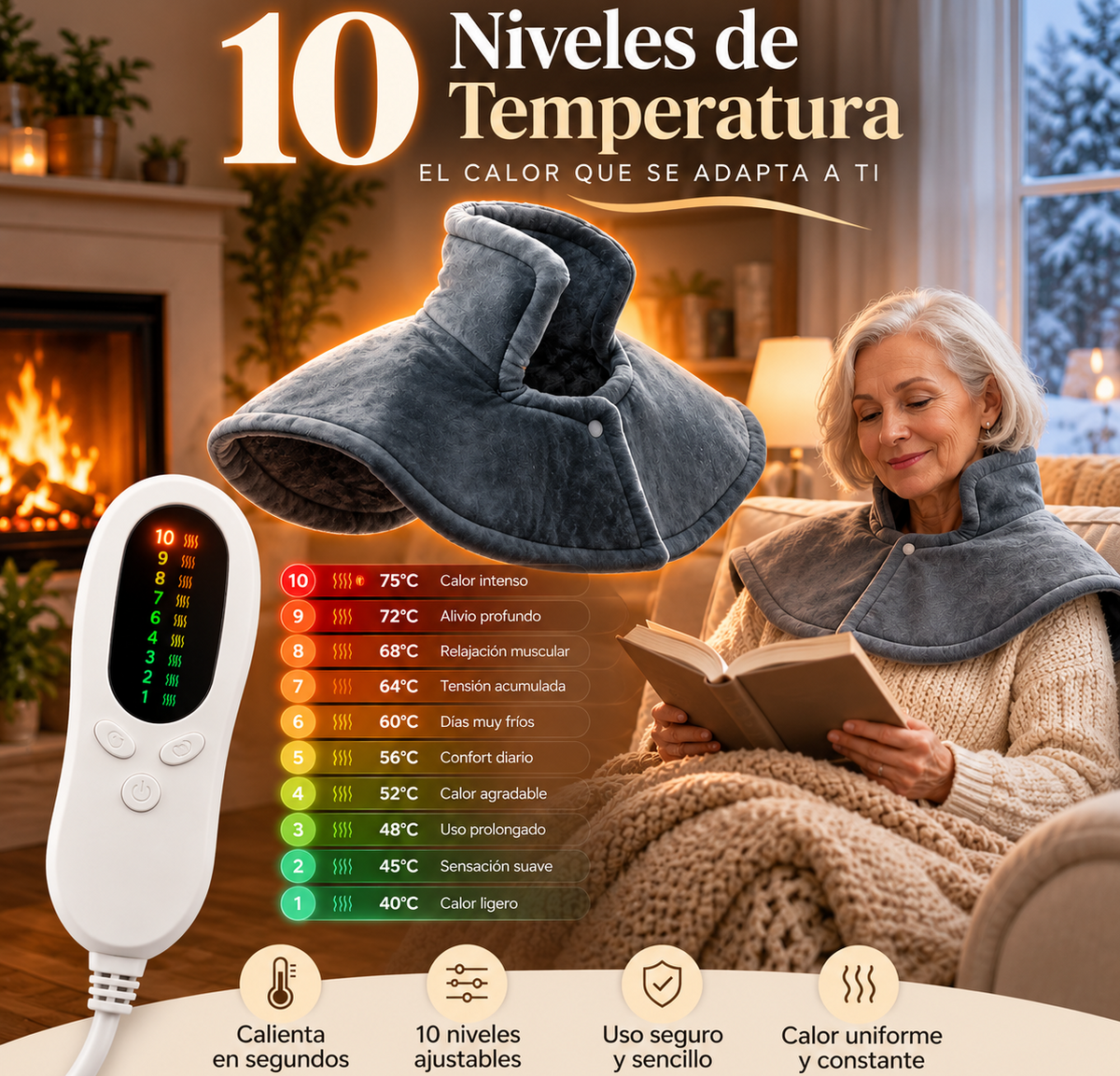 Renvora Narel-Almohadilla Térmica Eléctrica Cervical para Cuello y Hombros